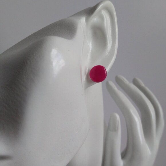 Handmade pink polymer clay earrings. Boucles d'oreilles fait à la main - Picture 6 of 6